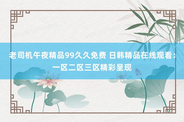 老司机午夜精品99久久免费 日韩精品在线观看：一区二区三区精彩呈现