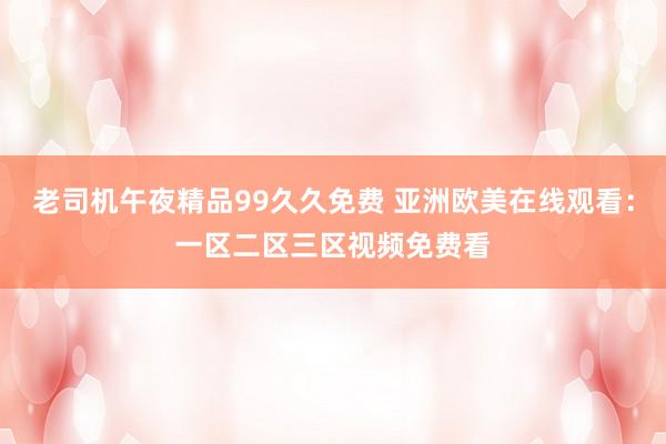 老司机午夜精品99久久免费 亚洲欧美在线观看：一区二区三区视频免费看